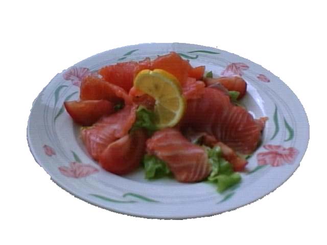 Salade de saumon fum� aux raffles de ma�s